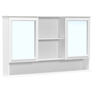English Elm [video] 60 Inch Wall Mounted Medicine Cabinet with Double Mirror Doors Adjustable Shelves Soft Close White N759P451502K