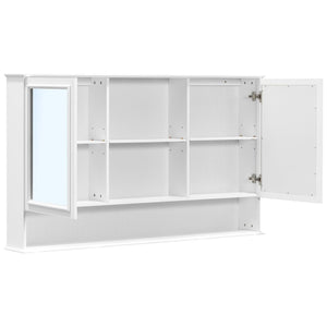 English Elm [video] 60 Inch Wall Mounted Medicine Cabinet with Double Mirror Doors Adjustable Shelves Soft Close White N759P451502K