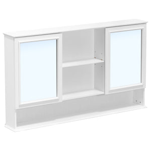 English Elm [video] 60 Inch Wall Mounted Medicine Cabinet with Double Mirror Doors Adjustable Shelves Soft Close White N759P451502K
