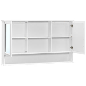 English Elm [video] 60 Inch Wall Mounted Medicine Cabinet with Double Mirror Doors Adjustable Shelves Soft Close White N759P451502K