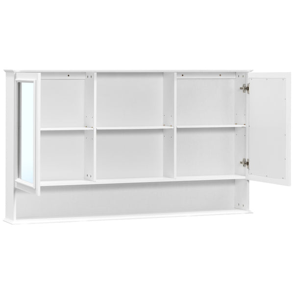 English Elm [video] 60 Inch Wall Mounted Medicine Cabinet with Double Mirror Doors Adjustable Shelves Soft Close White N759P451502K