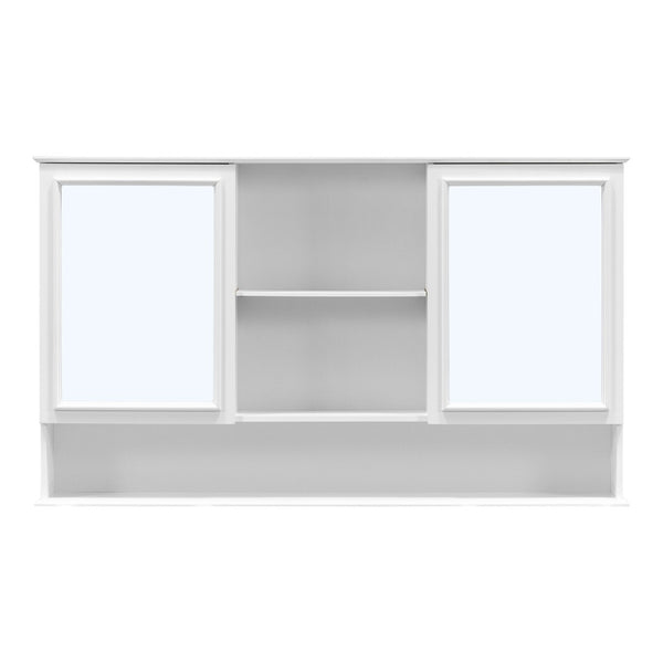 English Elm [video] 60 Inch Wall Mounted Medicine Cabinet with Double Mirror Doors Adjustable Shelves Soft Close White N759P451502K