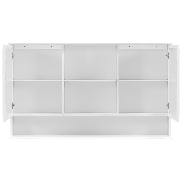 English Elm [video] 60 Inch Wall Mounted Medicine Cabinet with Double Mirror Doors Adjustable Shelves Soft Close White N759P451502K