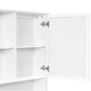 English Elm [video] 60 Inch Wall Mounted Medicine Cabinet with Double Mirror Doors Adjustable Shelves Soft Close White N759P451502K