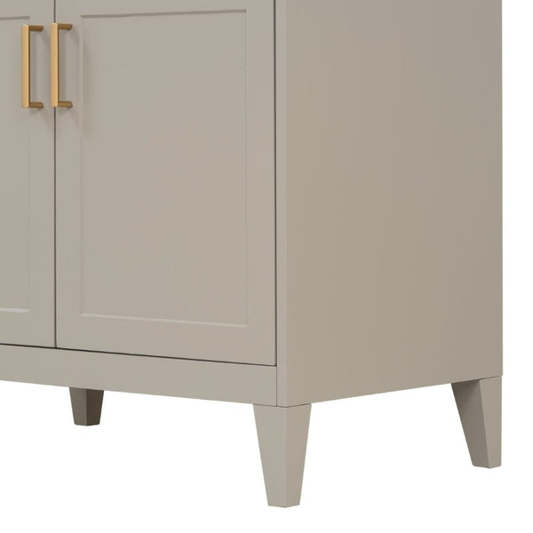 English Elm Video 30 Inch Bath Vanity Rubberwood Legs Ceramic Top Soft Close Doors Organized Storage N759P474678B