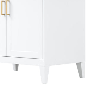 English Elm Video 30 Inch Freestanding Bathroom Vanity with Ceramic Sink and Rubberwood Legs in White 30 inches Ceramic+MDF,Rubber Wood N759P474678K