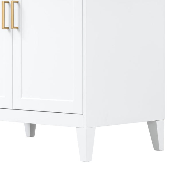 English Elm Video 30 Inch Freestanding Bathroom Vanity with Ceramic Sink and Rubberwood Legs in White 30 inches Ceramic+MDF,Rubber Wood N759P474678K