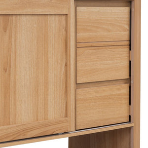 English Elm Video 36 Inch Bathroom Vanity Rubberwood Legs Ceramic Sink Soft Close Drawers Natural Finish N759P474679N