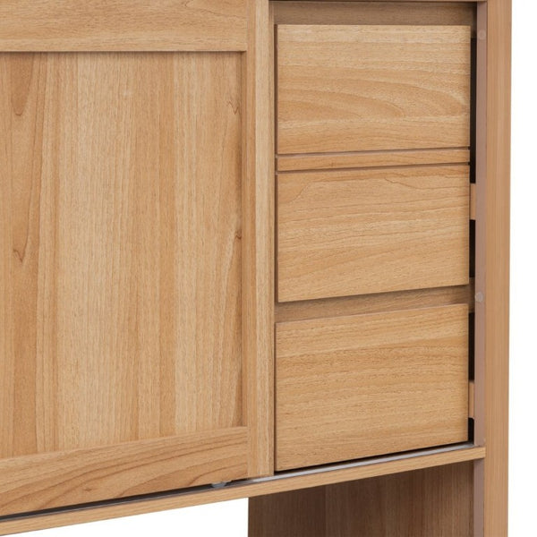 English Elm Video 36 Inch Bathroom Vanity Rubberwood Legs Ceramic Sink Soft Close Drawers Natural Finish N759P474679N