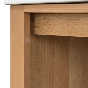 English Elm Video 36 Inch Bathroom Vanity Rubberwood Legs Ceramic Sink Soft Close Drawers Natural Finish N759P474679N
