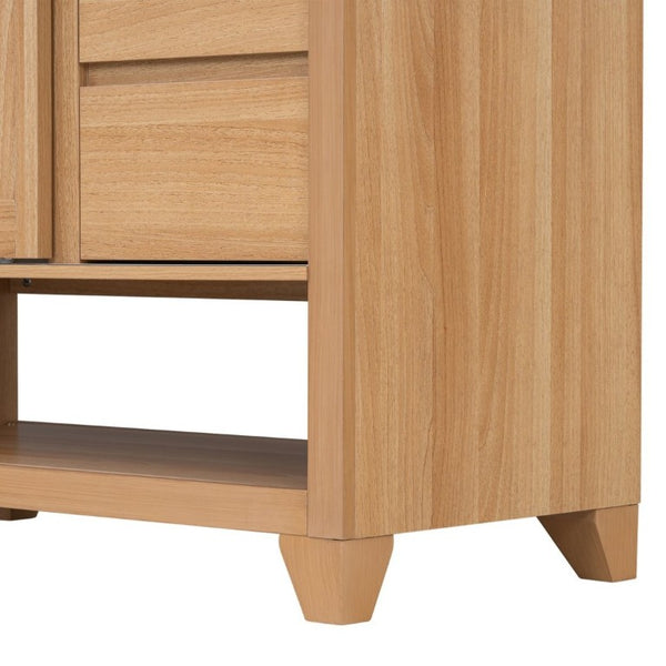 English Elm Video 36 Inch Bathroom Vanity Rubberwood Legs Ceramic Sink Soft Close Drawers Natural Finish N759P474679N