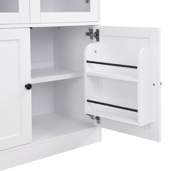English Elm Video Tall Arched Glass Door Display Cabinet with Soft Close Hinges and Five Tier Shelving 5-Tier Shelves White N759P487146K