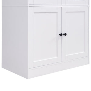English Elm Video Tall Arched Glass Door Display Cabinet with Soft Close Hinges and Five Tier Shelving 5-Tier Shelves White N759P487146K