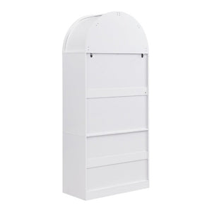 English Elm Video Tall Arched Glass Door Display Cabinet with Soft Close Hinges and Five Tier Shelving 5-Tier Shelves White N759P487146K