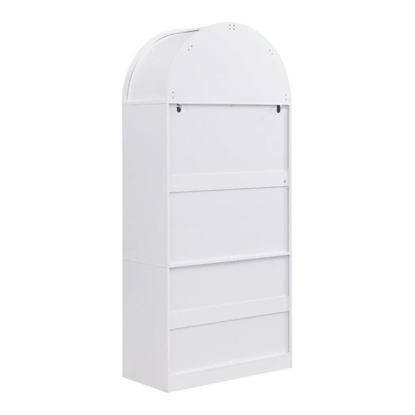 English Elm Video Tall Arched Glass Door Display Cabinet with Soft Close Hinges and Five Tier Shelving 5-Tier Shelves White N759P487146K