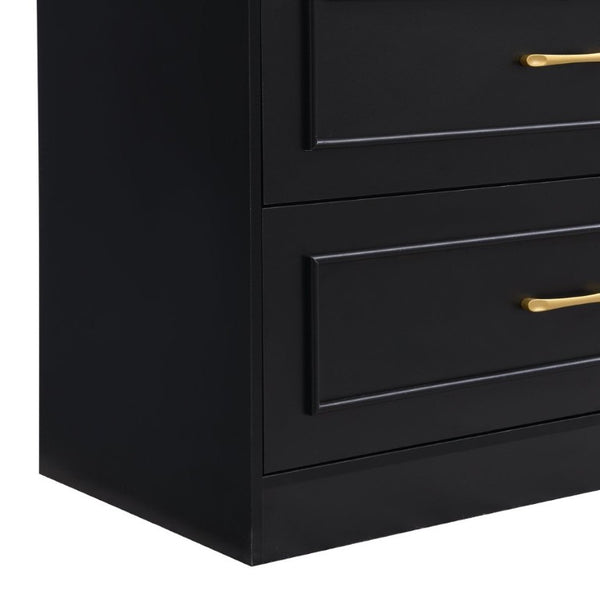 English Elm Video Tall Arched Glass Door Display Cabinet with Soft Close Hinges and Five Tier Shelving 2-Tier Shelves with Drawers Black N759P487155B