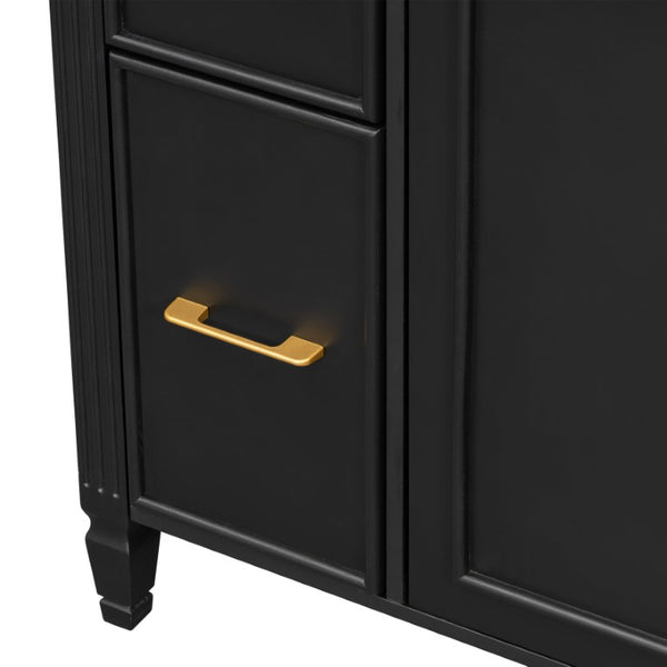 English Elm Video 24 Inch Freestanding Bathroom Vanity Rubberwood Legs Ceramic Sink Vintage Black N759P527510B