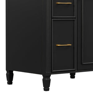 English Elm Video 24 Inch Freestanding Bathroom Vanity Rubberwood Legs Ceramic Sink Vintage Black N759P527510B