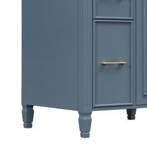 English Elm Video 24 Inch Freestanding Bathroom Vanity Rubberwood Legs Ceramic Sink Vintage Blue Gray N759P527510C