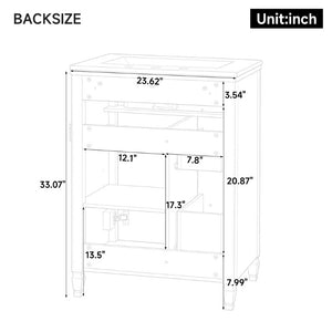 English Elm Video 24 Inch Freestanding Bathroom Vanity Rubberwood Legs Ceramic Sink Vintage Blue Gray N759P527510C
