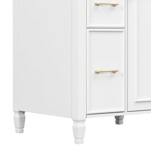 English Elm Video 24 Inch Freestanding Bathroom Vanity Rubberwood Legs Ceramic Sink Vintage White N759P527510K
