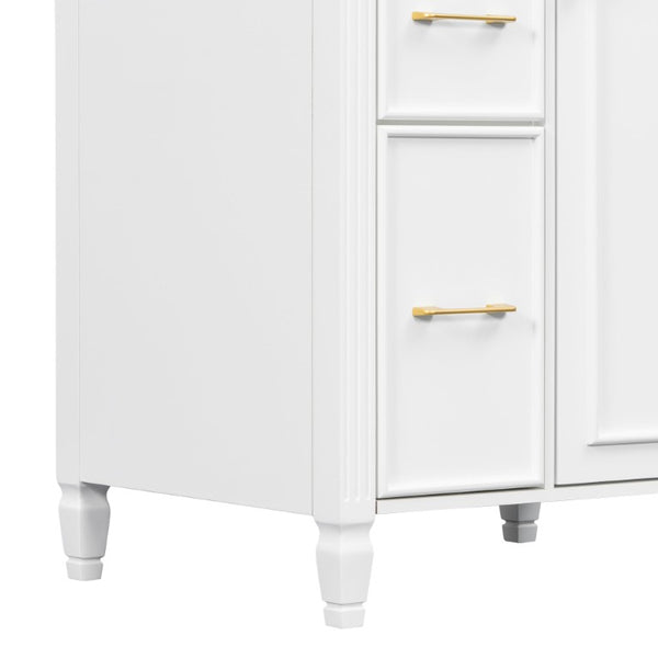 English Elm Video 24 Inch Freestanding Bathroom Vanity Rubberwood Legs Ceramic Sink Vintage White N759P527510K