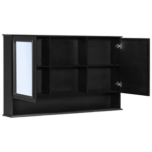 English Elm 60" Double Sink Vanity Set Rubberwood Vintage Raised Panel Soft Close Medicine Cabinet Black N759S000060B