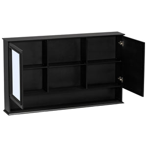 English Elm 60" Double Sink Vanity Set Rubberwood Vintage Raised Panel Soft Close Medicine Cabinet Black N759S000060B