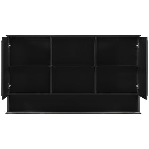 English Elm 60" Double Sink Vanity Set Rubberwood Vintage Raised Panel Soft Close Medicine Cabinet Black N759S000060B