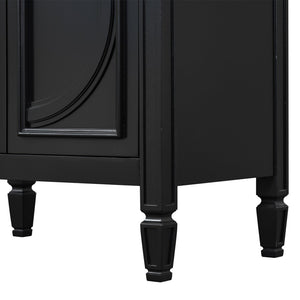 English Elm 60" Double Sink Vanity Set Rubberwood Vintage Raised Panel Soft Close Medicine Cabinet Black N759S000060B