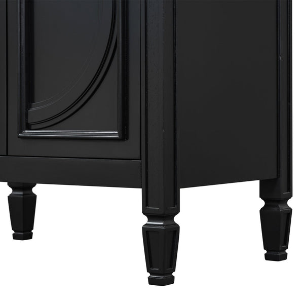 English Elm 60" Double Sink Vanity Set Rubberwood Vintage Raised Panel Soft Close Medicine Cabinet Black N759S000060B