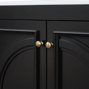 English Elm 60" Double Sink Vanity Set Rubberwood Vintage Raised Panel Soft Close Medicine Cabinet Black N759S000060B