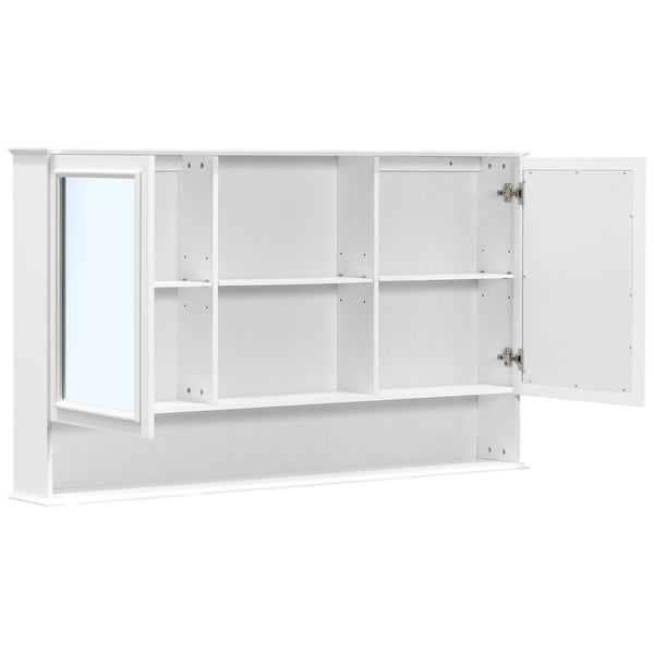 English Elm 60" Double Sink Vanity Set Rubberwood Vintage Raised Panel Soft Close Medicine Cabinet White N759S000060K