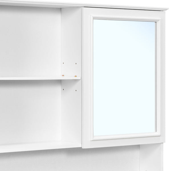 English Elm 60" Double Sink Vanity Set Rubberwood Vintage Raised Panel Soft Close Medicine Cabinet White N759S000060K