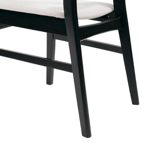 English Elm Video Mid-Century 5 Piece Dining Set Rubberwood Splayed Legs Upholstered Seating N759S011011K