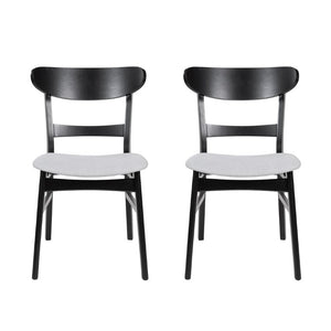 English Elm Video Mid-Century 5 Piece Dining Set Rubberwood Splayed Legs Upholstered Seating N759S011011K