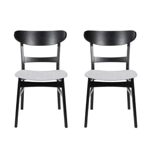 English Elm Video Mid-Century 5 Piece Dining Set Rubberwood Splayed Legs Upholstered Seating N759S011011K