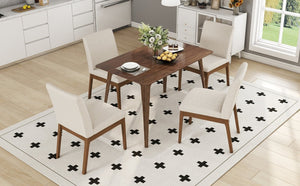 English Elm 5-piece Mid-century Dining Set with Rubberwood Frame and Upholstered Cushioned Chairs N759S044001K