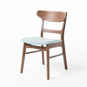 English Elm Video Mid-Century Rubberwood Dining Set Splayed Legs Walnut Finish with Four Upholstered Chairs N759S111011M