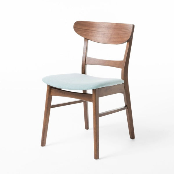 English Elm Video Mid-Century Rubberwood Dining Set Splayed Legs Walnut Finish with Four Upholstered Chairs N759S111011M