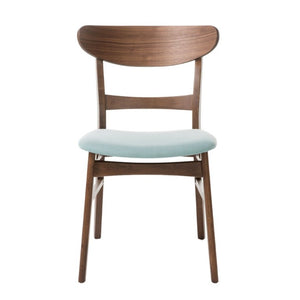 English Elm Video Mid-Century Rubberwood Dining Set Splayed Legs Walnut Finish with Four Upholstered Chairs N759S111011M