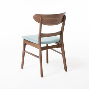 English Elm Video Mid-Century Rubberwood Dining Set Splayed Legs Walnut Finish with Four Upholstered Chairs N759S111011M