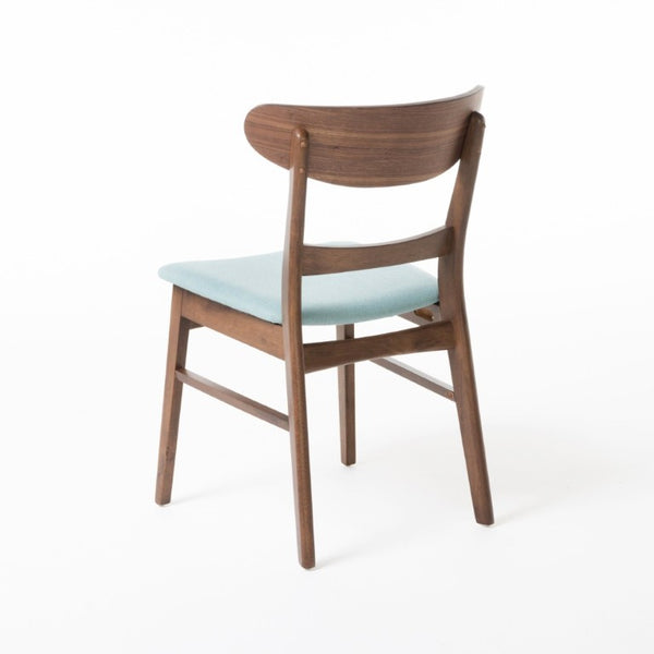 English Elm Video Mid-Century Rubberwood Dining Set Splayed Legs Walnut Finish with Four Upholstered Chairs N759S111011M
