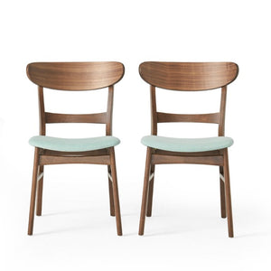 English Elm Video Mid-Century Rubberwood Dining Set Splayed Legs Walnut Finish with Four Upholstered Chairs N759S111011M