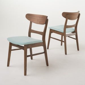 English Elm Video Mid-Century Rubberwood Dining Set Splayed Legs Walnut Finish with Four Upholstered Chairs N759S111011M