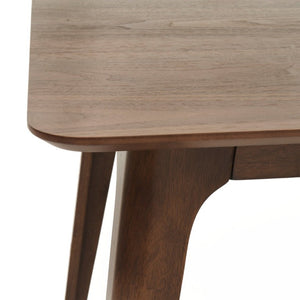 English Elm Video Mid-Century Rubberwood Dining Set Splayed Legs Walnut Finish with Four Upholstered Chairs N759S111011M