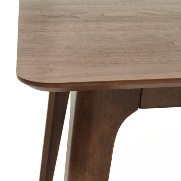 English Elm Video Mid-Century Rubberwood Dining Set Splayed Legs Walnut Finish with Four Upholstered Chairs N759S111011M