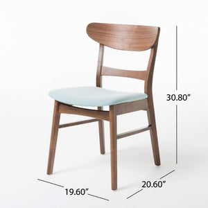 English Elm Video Mid-Century Rubberwood Dining Set Splayed Legs Walnut Finish with Four Upholstered Chairs N759S111011M