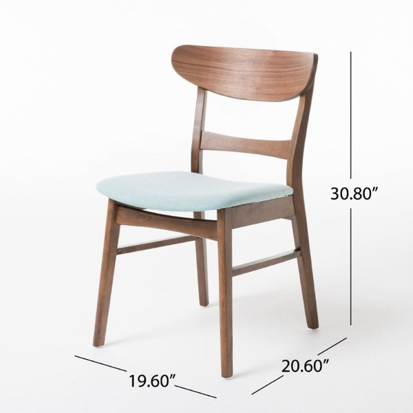 English Elm Video Mid-Century Rubberwood Dining Set Splayed Legs Walnut Finish with Four Upholstered Chairs N759S111011M