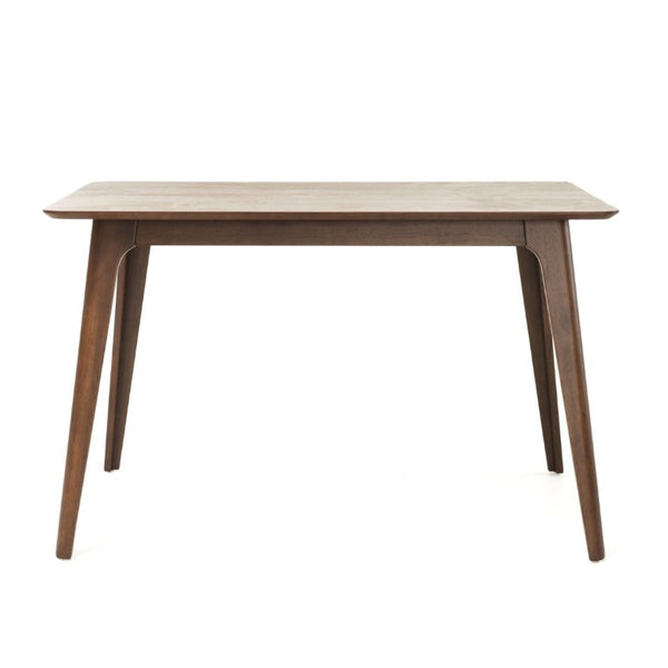 English Elm Video Mid-Century Rubberwood Dining Set Splayed Legs Walnut Finish with Four Upholstered Chairs N759S111011M